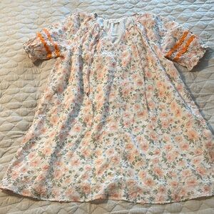 Floral Mini Dress with Orange Accents